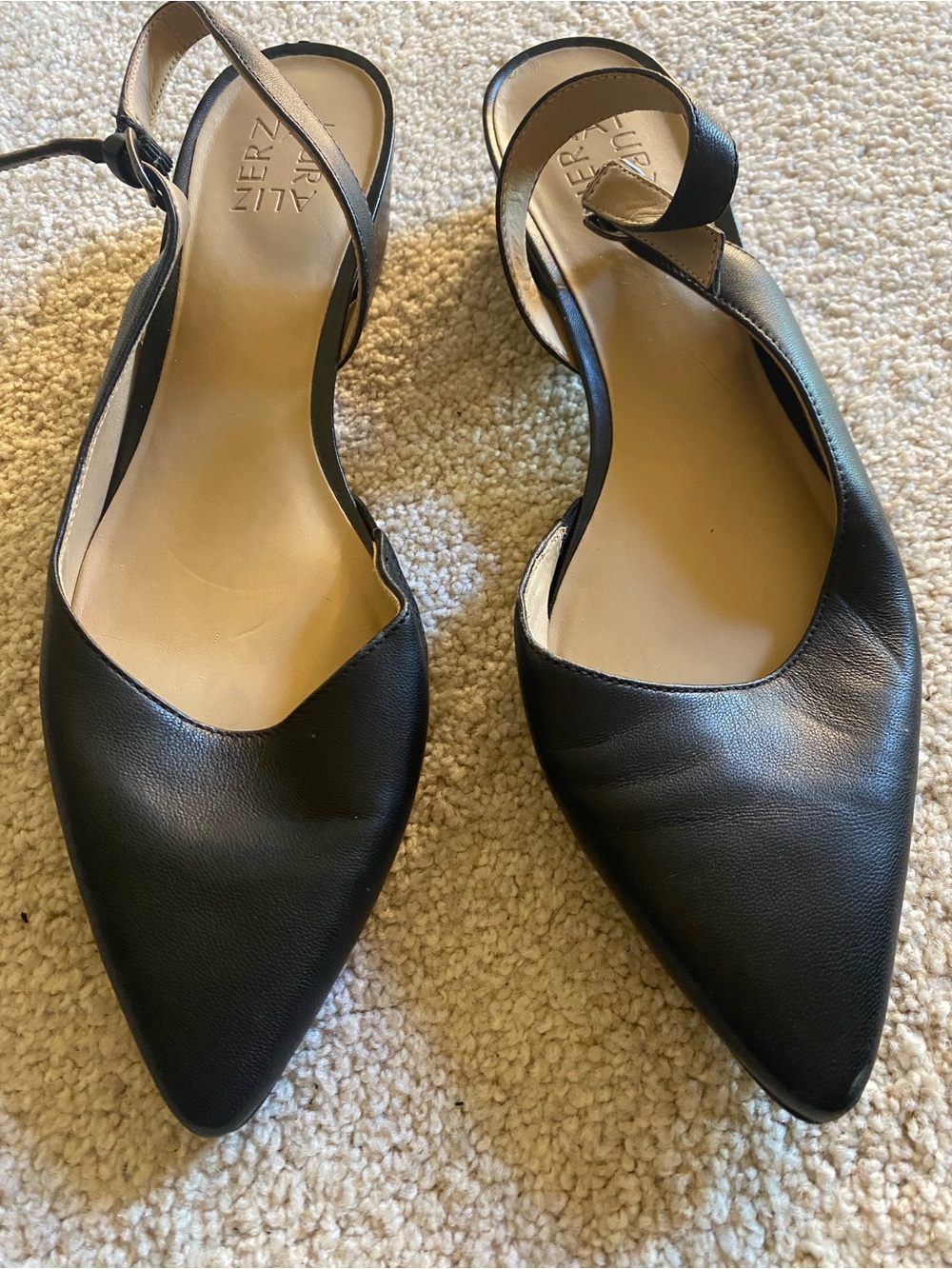 Naturalizer Black Pointed Slingback Flats Size 9 1/2